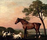A Bay Hunter With Two Spaniels by George Stubbs